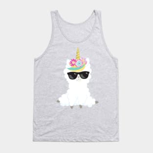 Unicorn Llama, Llama With Sunglasses, Little Llama Tank Top